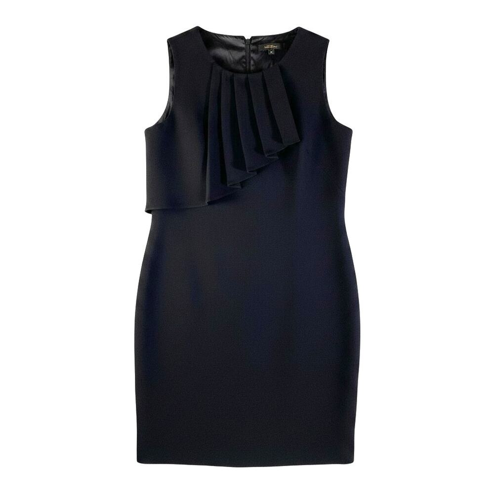 Calvin Klein Womens Sleeveless Ruffle Detail Career Dress Black Business Office